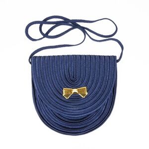 Nina Ricci Paris France Vintage Dark Blue Woven Handbag shoulder crossbody